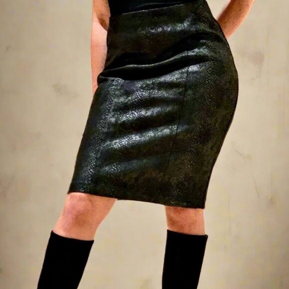 Forsyth Faux Suede Animal Print Pencil Skirt, Duette, Size M - Picture 3 of 7